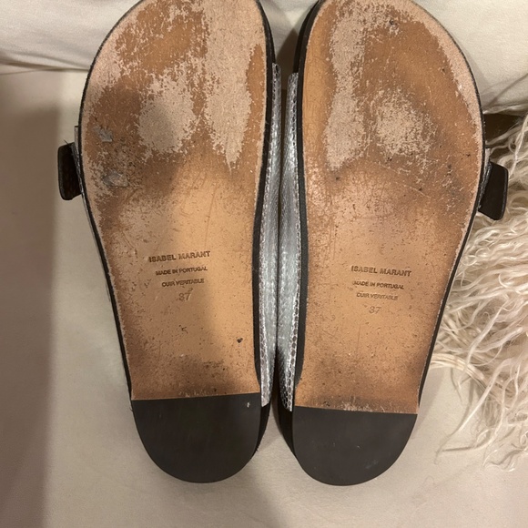 Isabel Marant Lenyo Silver snake effect slides - Size 7 US - Picture 11 of 14